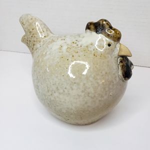 Ceramic Stoneware Pottery Chubby Chicken Figurine Farmhouse Decor Rustic Glazed
